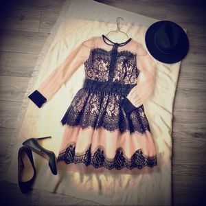 Cream and black lace dress